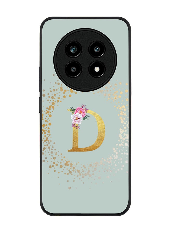 For Realme 13 Pro / 13 Pro+ Case,Slim fit Camera Protection, Shockproof Thin Phone cover  - Custom Monogram Floral - D  (Light Grey )